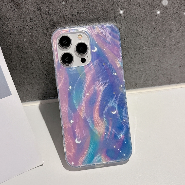 For iPhone 15 Plus Dual-Layer Gradient Dream Starry Acrylic Hybrid TPU Phone Case(Blue Purple) - Image 2