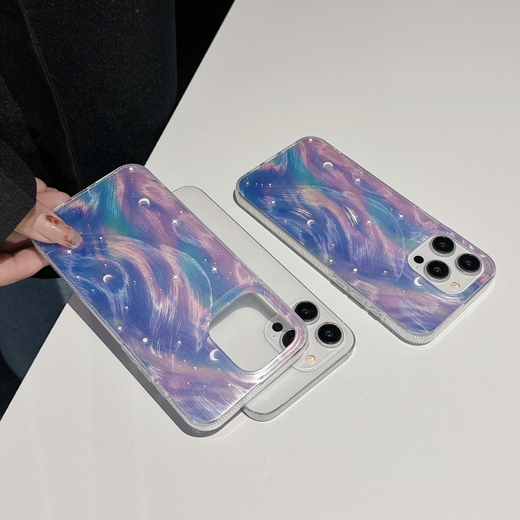 For iPhone 15 Plus Dual-Layer Gradient Dream Starry Acrylic Hybrid TPU Phone Case(Blue Purple) - Image 3