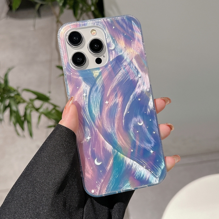 For iPhone 15 Plus Dual-Layer Gradient Dream Starry Acrylic Hybrid TPU Phone Case(Blue Purple) - Image 4