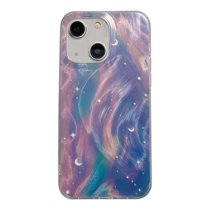 For iPhone 15 Dual-Layer Gradient Dream Starry Acrylic Hybrid TPU Phone Case(Blue Purple)