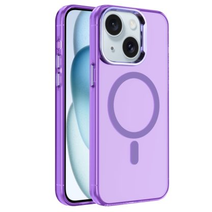 For iPhone 15 Electroplated IMD Magsafe PC Hybrid TPU Phone Case(Purple)