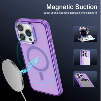 For iPhone 15 Electroplated IMD Magsafe PC Hybrid TPU Phone Case(Purple) - Image 2