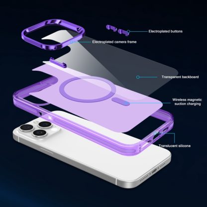 For iPhone 15 Electroplated IMD Magsafe PC Hybrid TPU Phone Case(Purple) - Image 3