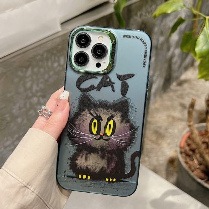 For iPhone 13 Pro Max Electroplated Lens Ring Cartoon Animal Phone Case(Cat) - Image 2