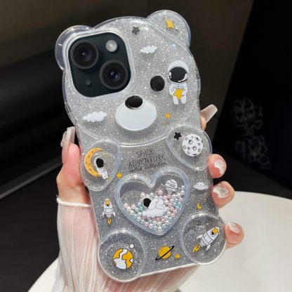 For iPhone 14 Bear Shaped Painted TPU Phone Case(Astronaut)