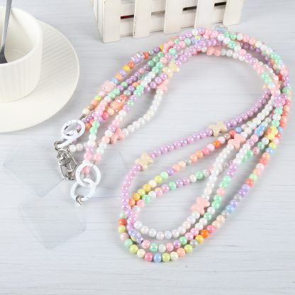 Mobile Phone Anti-lost Dazzling Crossbody Long Bead Chain(Colorful Butterfly) - Image 2