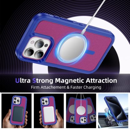 For iPhone 13 Pro Guard Magsafe Magnetic Ring Matte Phone Case(Blue+Rose Red) - Image 4