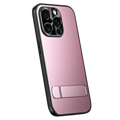 For iPhone 14 Pro Max R-JUST RJ-61 Electroplating Frosted TPU + PC Phone Case with Holder(Pink)