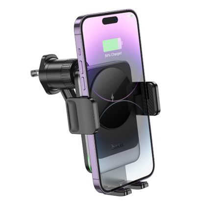 hoco HW13 Speed Wireless Fast Charging Car Air Outlet Holder(Metal Black) - Image 2