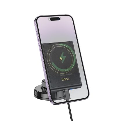 hoco HW20 Precious Magnetic Wireless Fast Charging Car Center Console Holder(Black) - Image 2