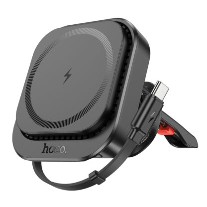 hoco HW23 Might Retractable Magnetic Wireless Fast Charging Car Air Outlet Holder(Black)