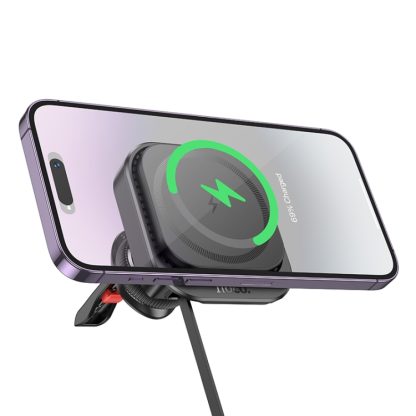 hoco HW23 Might Retractable Magnetic Wireless Fast Charging Car Air Outlet Holder(Black) - Image 2