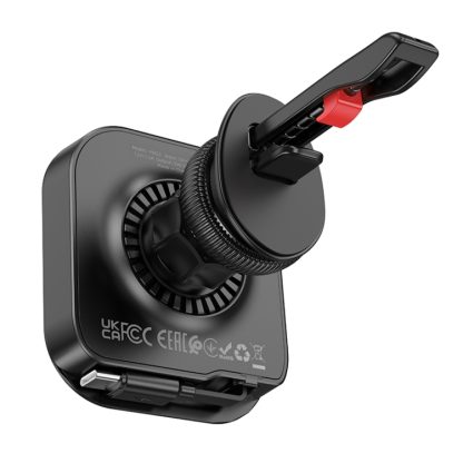 hoco HW23 Might Retractable Magnetic Wireless Fast Charging Car Air Outlet Holder(Black) - Image 4