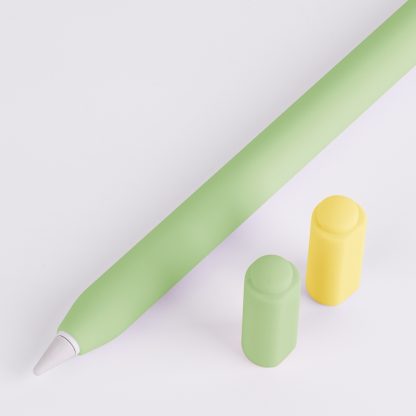 For Apple Pencil (USB-C) Double Cap Contrasting Color Silicone Protective Case(Matcha Green)