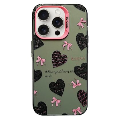 For iPhone 14 Pro Sweet Cool Bow PC Phone Case(Love Heart)