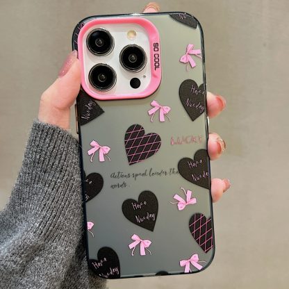 For iPhone 14 Pro Sweet Cool Bow PC Phone Case(Love Heart) - Image 2