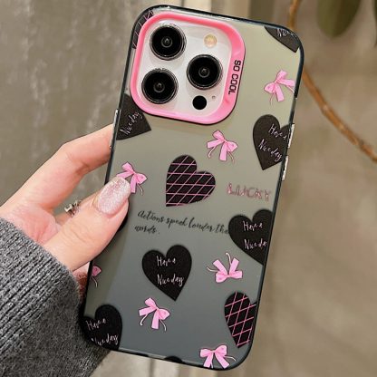 For iPhone 14 Pro Sweet Cool Bow PC Phone Case(Love Heart) - Image 3