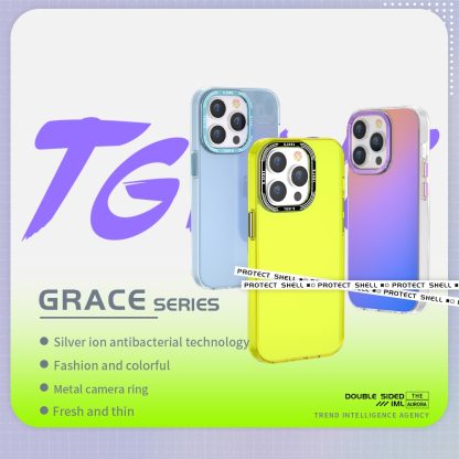 For iPhone 14 Plus TGVIS Grace Series Gradient Color Phone Case(Colorful Blue) - Image 2