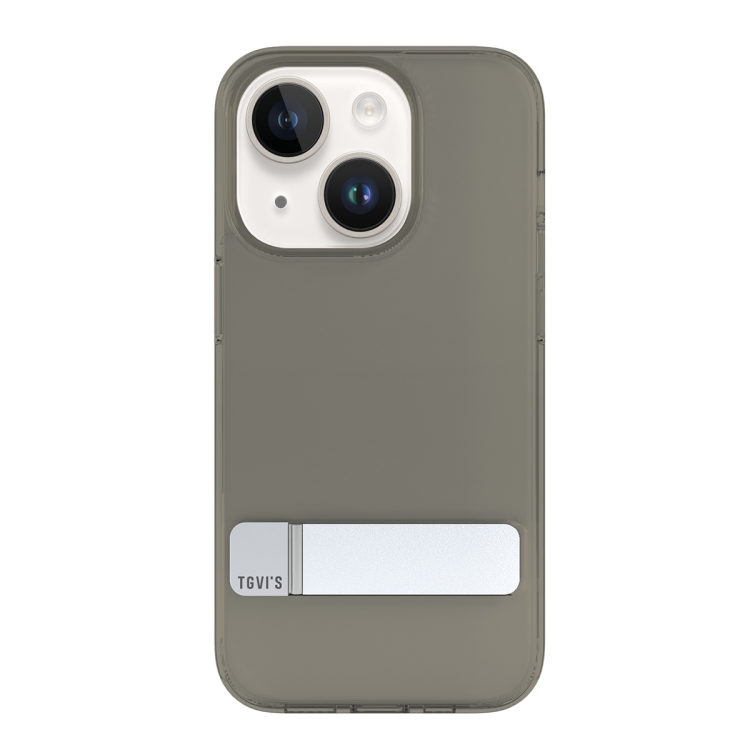 For iPhone 14 Plus TGVIS Stand Series Foldable Holder Phone Case(Cold Brown)