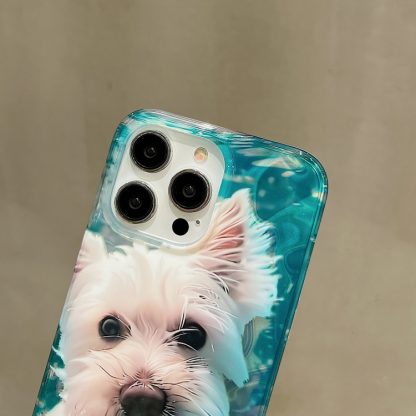 For iPhone 13 Pro Double Sided IMD Full Coverage TPU Phone Case(Pink Swimming Ring Pomeranian) - Image 3