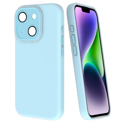 For iPhone 14 Fine Hole Dopamine PC Phone Case(Blue)