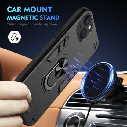 For iPhone 13 Shockproof Metal Ring Holder Phone Case(Black) - Image 2