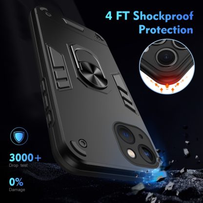 For iPhone 13 Shockproof Metal Ring Holder Phone Case(Black) - Image 4