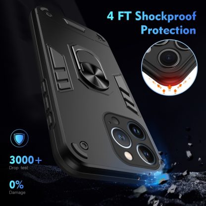 For iPhone 13 Pro Shockproof Metal Ring Holder Phone Case(Black) - Image 4