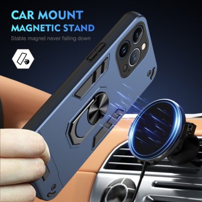 For iPhone 13 Pro Max Shockproof Metal Ring Holder Phone Case(Blue) - Image 2