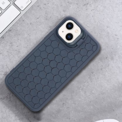 For iPhone 15 Honeycomb Radiating Lens Holder TPU Phone Case(Blue) - Image 2