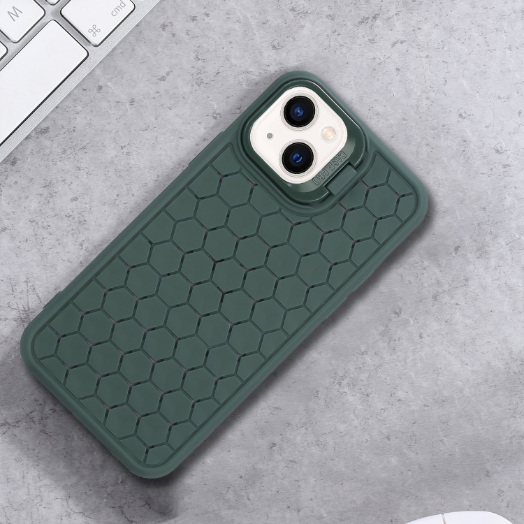 For iPhone 14 Plus Honeycomb Radiating Lens Holder TPU Phone Case(Green) - Image 2