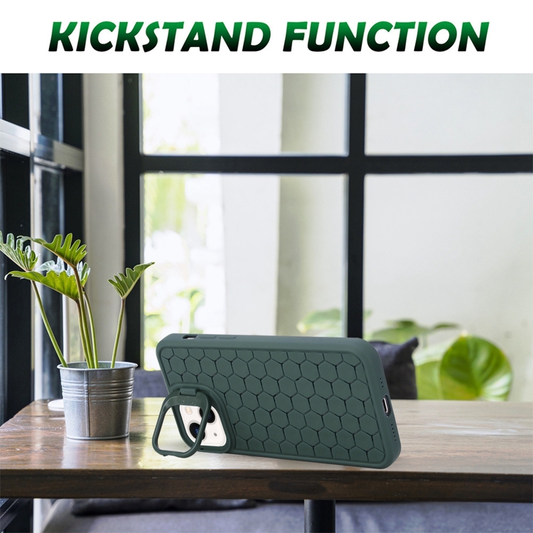 For iPhone 14 Plus Honeycomb Radiating Lens Holder TPU Phone Case(Green) - Image 3