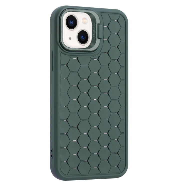For iPhone 14 Plus Honeycomb Radiating Lens Holder TPU Phone Case(Green) - Image 4