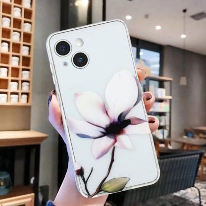 For iPhone 15 Colorful Painting Pattern TPU Phone Case(White Flowers) - Image 4