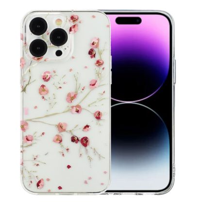 For iPhone 14 Pro Max Colorful Painting Pattern TPU Phone Case(Red Flowers)