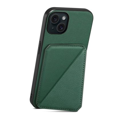 For iPhone 15 Plus D04 Calf Texture Dual Card Slot Holder Phone Case(Green) - Image 3