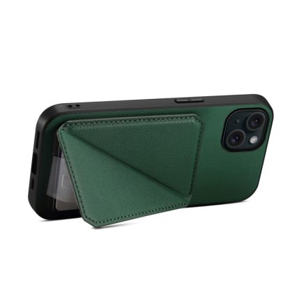 For iPhone 15 Plus D04 Calf Texture Dual Card Slot Holder Phone Case(Green) - Image 4