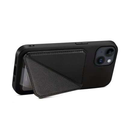 For iPhone 14 D04 Calf Texture Dual Card Slot Holder Phone Case(Black) - Image 4