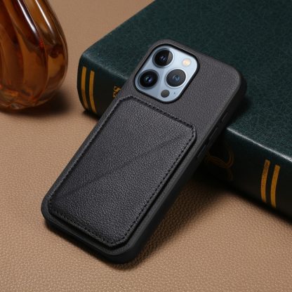 For iPhone 13 Pro D04 Calf Texture Dual Card Slot Holder Phone Case(Black) - Image 2