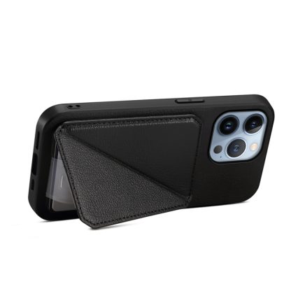 For iPhone 13 Pro D04 Calf Texture Dual Card Slot Holder Phone Case(Black) - Image 4