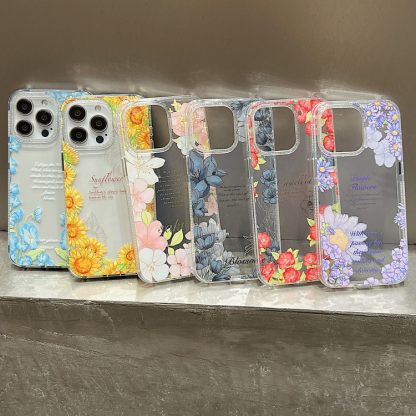 For iPhone 14 Crystal Ice Cooling Shockproof TPU Phone Case(Blue Flower) - Image 2