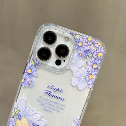 For iPhone 14 Crystal Ice Cooling Shockproof TPU Phone Case(Blue Flower) - Image 3