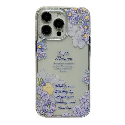 For iPhone 13 Pro Crystal Ice Cooling Shockproof TPU Phone Case(Purple Flower)