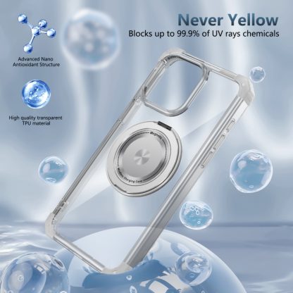 For iPhone 14 Pro Max Gold Shield CD Pattern MagSafe Magnetic Phone Case with Rotating Stand(Transparent) - Image 3