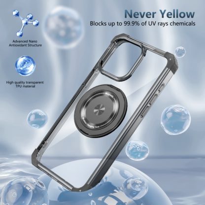 For iPhone 13 Pro Max Gold Shield CD Pattern MagSafe Magnetic Phone Case with Rotating Stand(Transparent Black) - Image 3