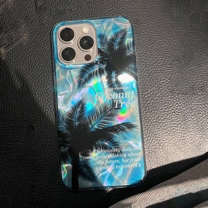 For iPhone 15 Dual-layer Water Rippled Acrylic Hybrid TPU Phone Case(Coconut Tree) - Image 2