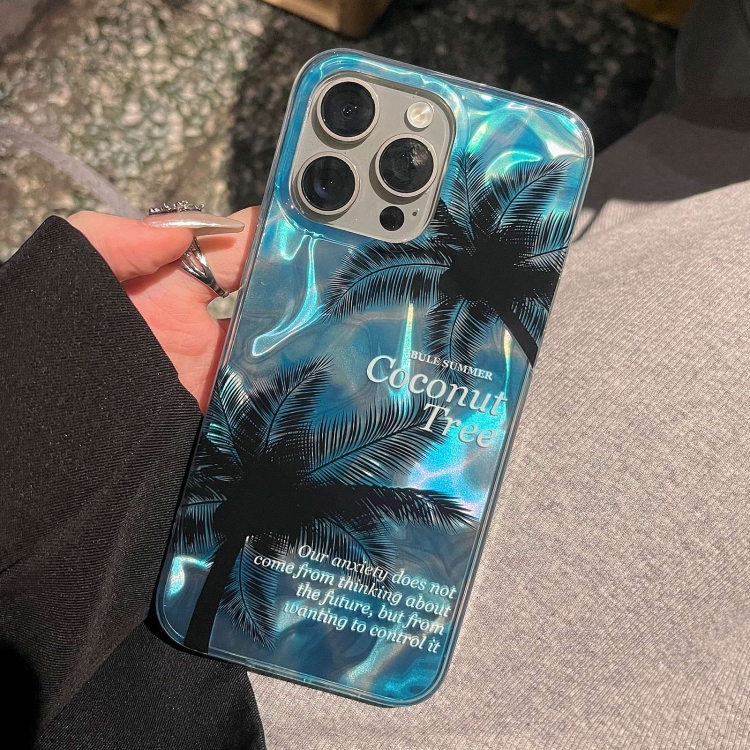 For iPhone 14 Pro Dual-layer Water Rippled Acrylic Hybrid TPU Phone Case(Coconut Tree) - Image 3