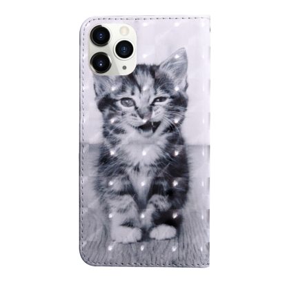 For iPhone 12 / 12 Pro 3D Painting Pattern Coloured Drawing Horizontal Flip PU Leather Case with Holder & Card Slots & Wallet & Lanyard(Cat) - Image 3