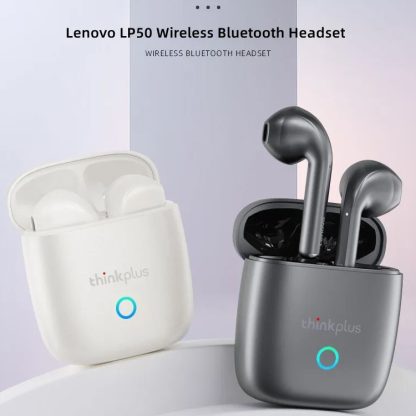 Lenovo LP50 Bluetooth 5.3 TWS True Wireless Bluetooth Earphone (Silver Grey) - Image 3