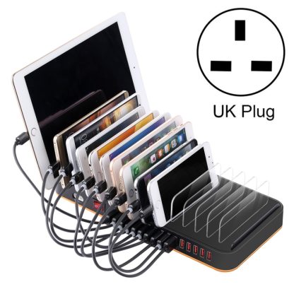 WLX-815 100W 15 Ports USB Fast Charging Dock Smart Charger with Phone & Tablet Holder, UK Plug